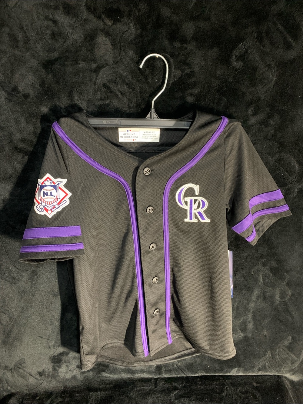 Genuine Merchandise Kids Black and Purple Baseball Jersey